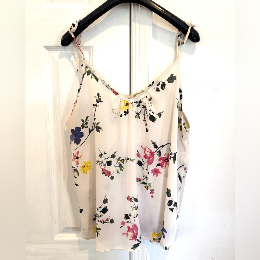 Women's Cream Floral Spaghetti Strap Cami Top Boho Fairy,Romantic 
Y2K Size M